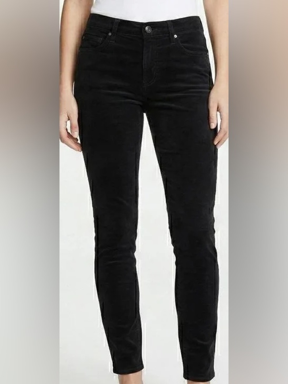 AG Adriano Goldschmied Black Corduroy Skinny Pants The Stilt 25R